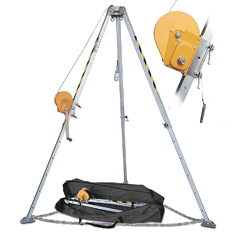 Aluminium tripod with winch