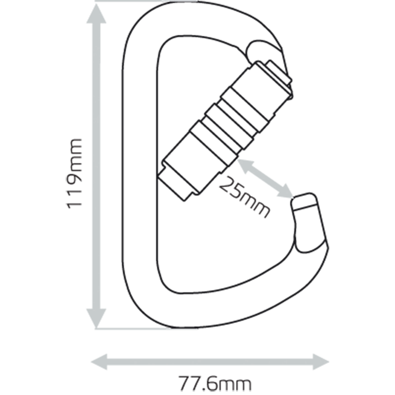 Triple lock D carabiner