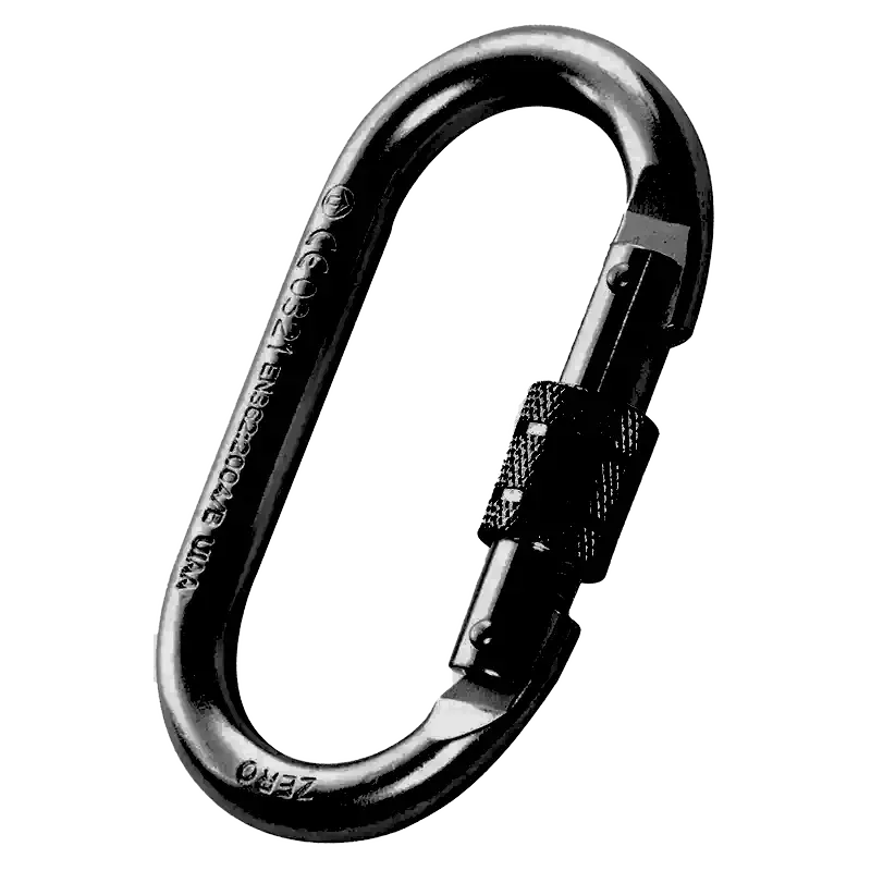 Screw gate oval carabiner (Black)