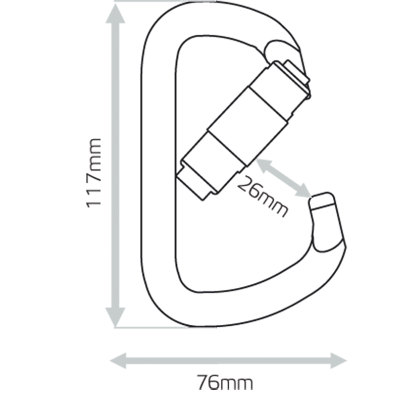 Black high strength D carabiner