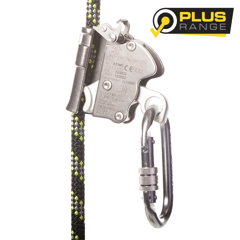 Guided rope fall arrester