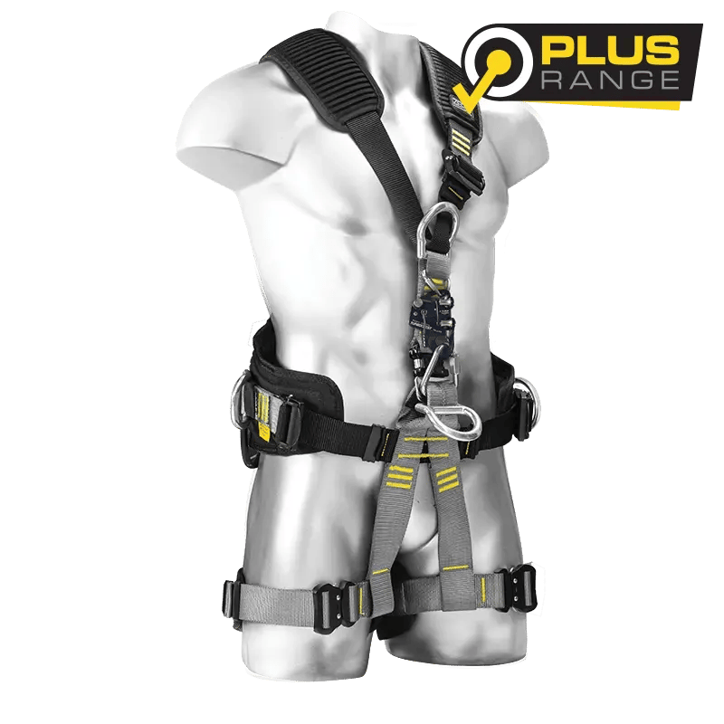 Abseil harness with integrated chest ascender
