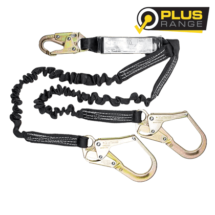 ScaffProX Double elasticated lanyard with snaphook &amp; scaffold hooks / 181kg rated