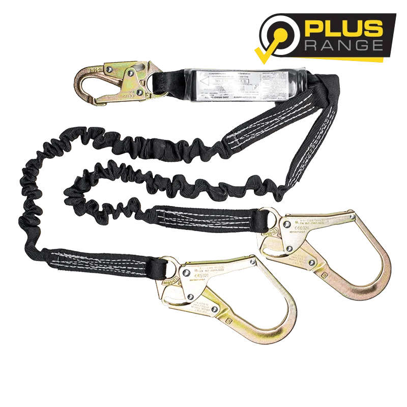 Double elasticated lanyard with snaphook & scaffold hooks / 181kg rated