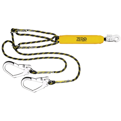 ScaffMate Double adjustable rope lanyard with snaphook &amp; scaffold hooks