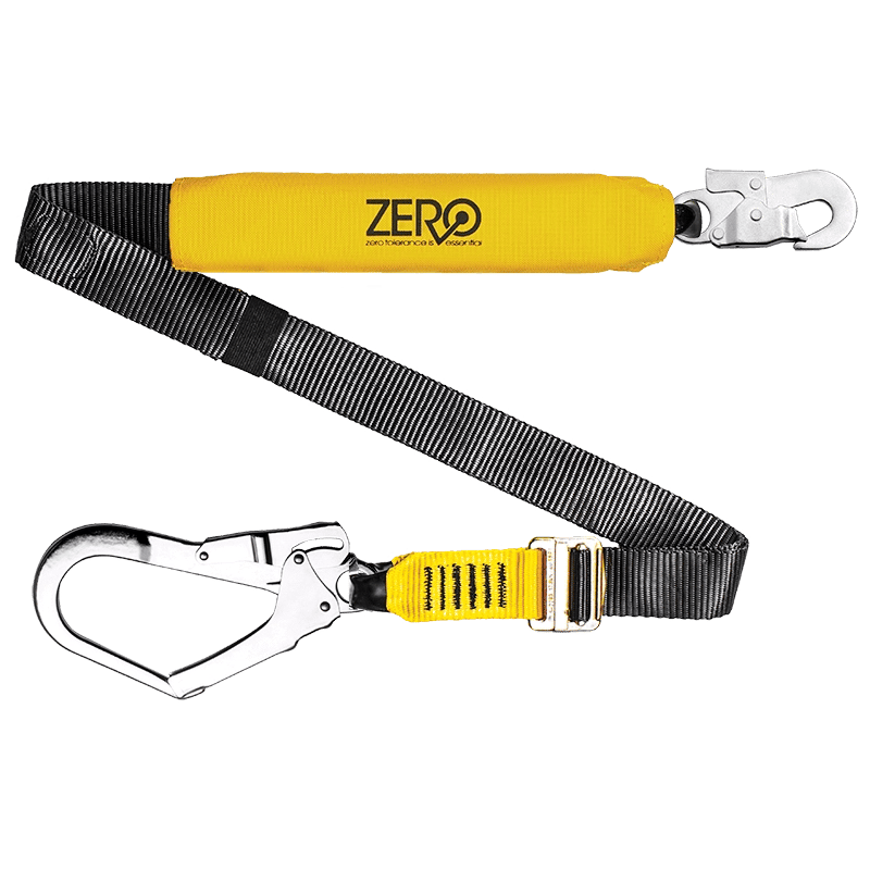 Single adjustable webbing lanyard 