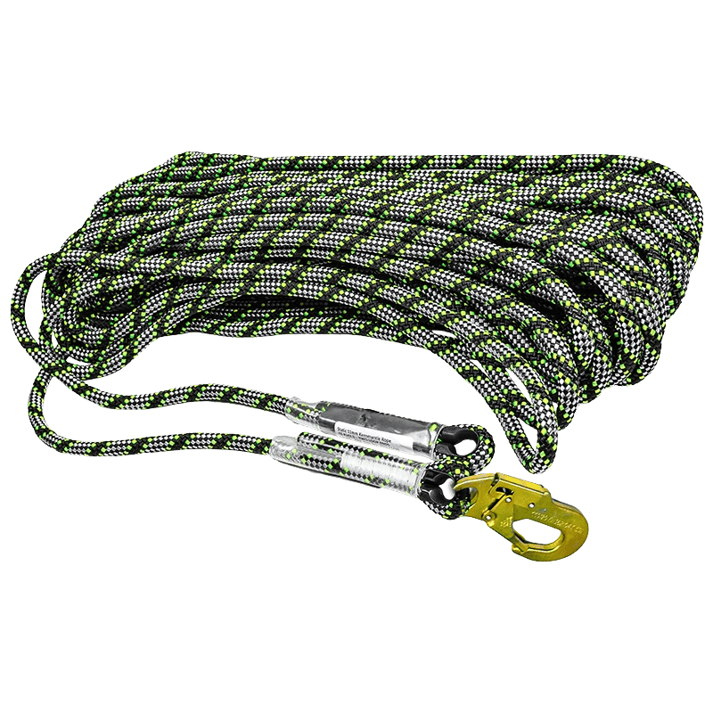 Kernmantle static rope with eyelets & snap hook