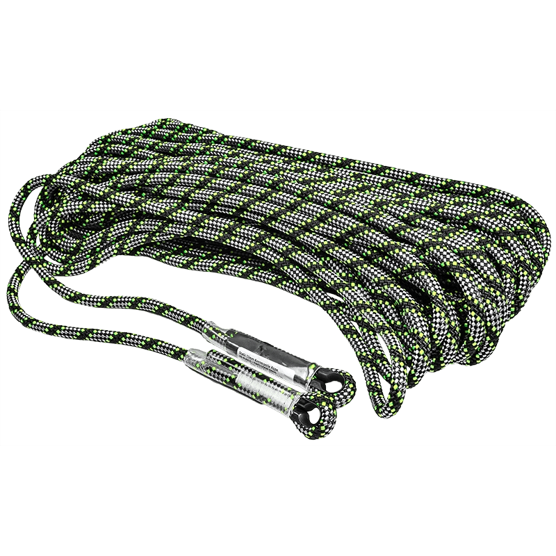 Kernmantle static rope with eyelets