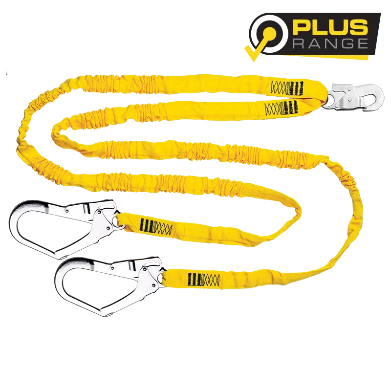 Double lanyard with snaphook and scaffold hooks