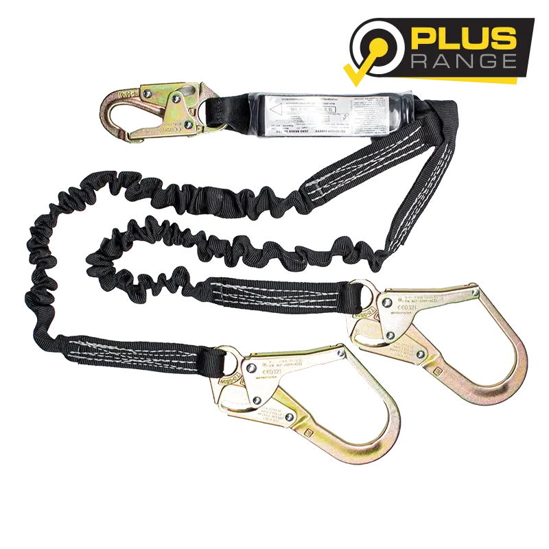 Double elasticated lanyard with snaphook & scaffold hooks / 181kg rated